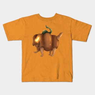 Happy Halloween! Funny nightmare dog in a pumpkin. Horror! Kids T-Shirt